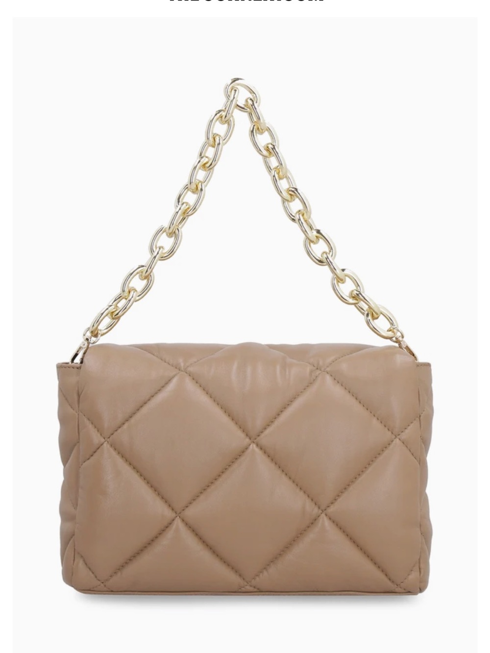 Stand Studio Quilted Taupe Hobo with Gold Chain Strap